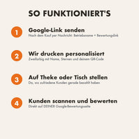 Google Bewertung Aufsteller QR Code personalisiert | Tischaufsteller Gastro Friseur Praxis | mehr Bewertungen sammeln | 3D Druck