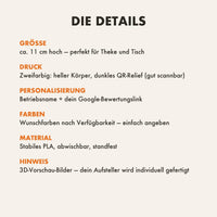Google Bewertung Aufsteller QR Code personalisiert | Tischaufsteller Gastro Friseur Praxis | mehr Bewertungen sammeln | 3D Druck