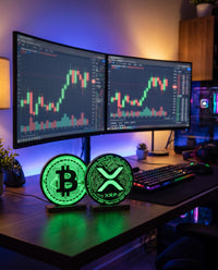 Krypto Lampe RGB 3D Druck | Bitcoin Ethereum Deko | LED Krypto Schild | Krypto Geschenk Trader Setup Deko
