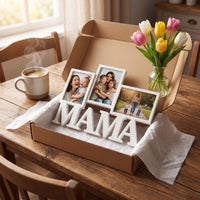 Foto Collage mit Wunschtext personalisiert | 3 Fotos UV Druck | Kühlschrank Magnet Fotogeschenk | Papa Mama Opa Oma | Vatertag Geschenk