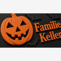 Halloween Familienschild personalisiert mit Namen – 3D gedrucktes Türschild mit Kürbis – Bild 4