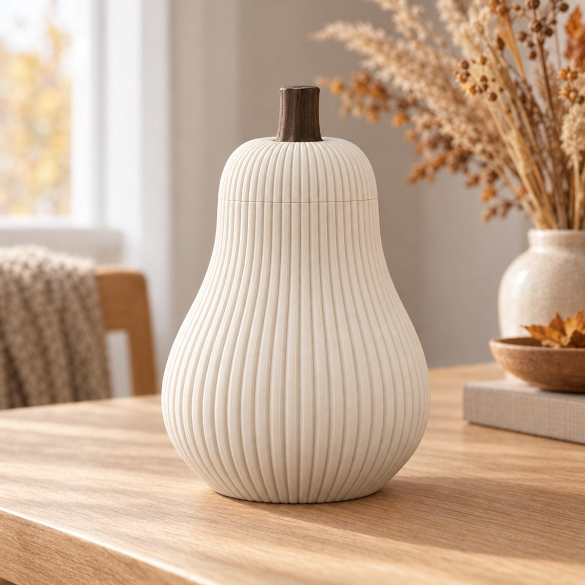 Kürbis Dose mit Deckel 3D Druck | Butternut Kürbis Aufbewahrung | Herbstdeko Rillen | Schraubdeckel | Deko Kürbis modern