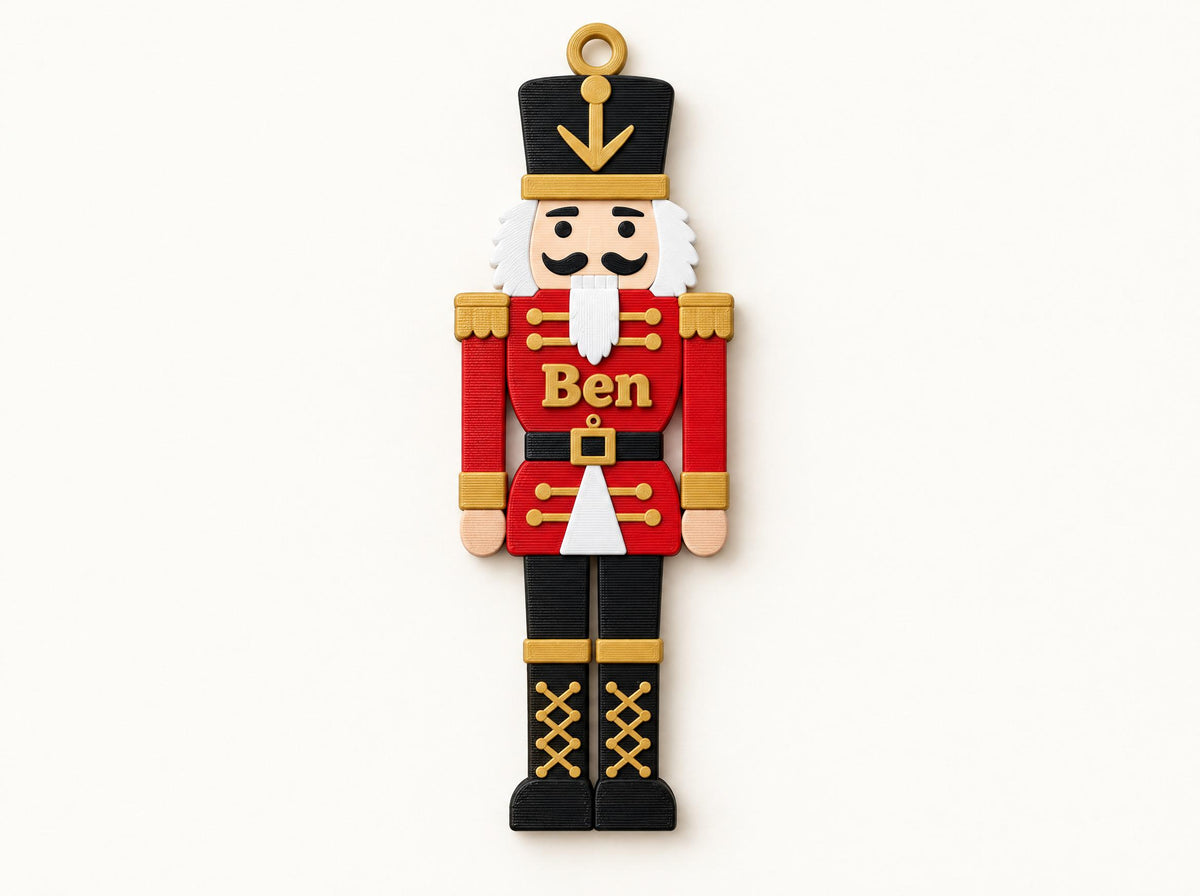 Nussknacker Anhänger mit Namen | Personalisierter Christbaumschmuck | Weihnachtsanhänger Kinder | 3D Druck Nutcracker Ornament