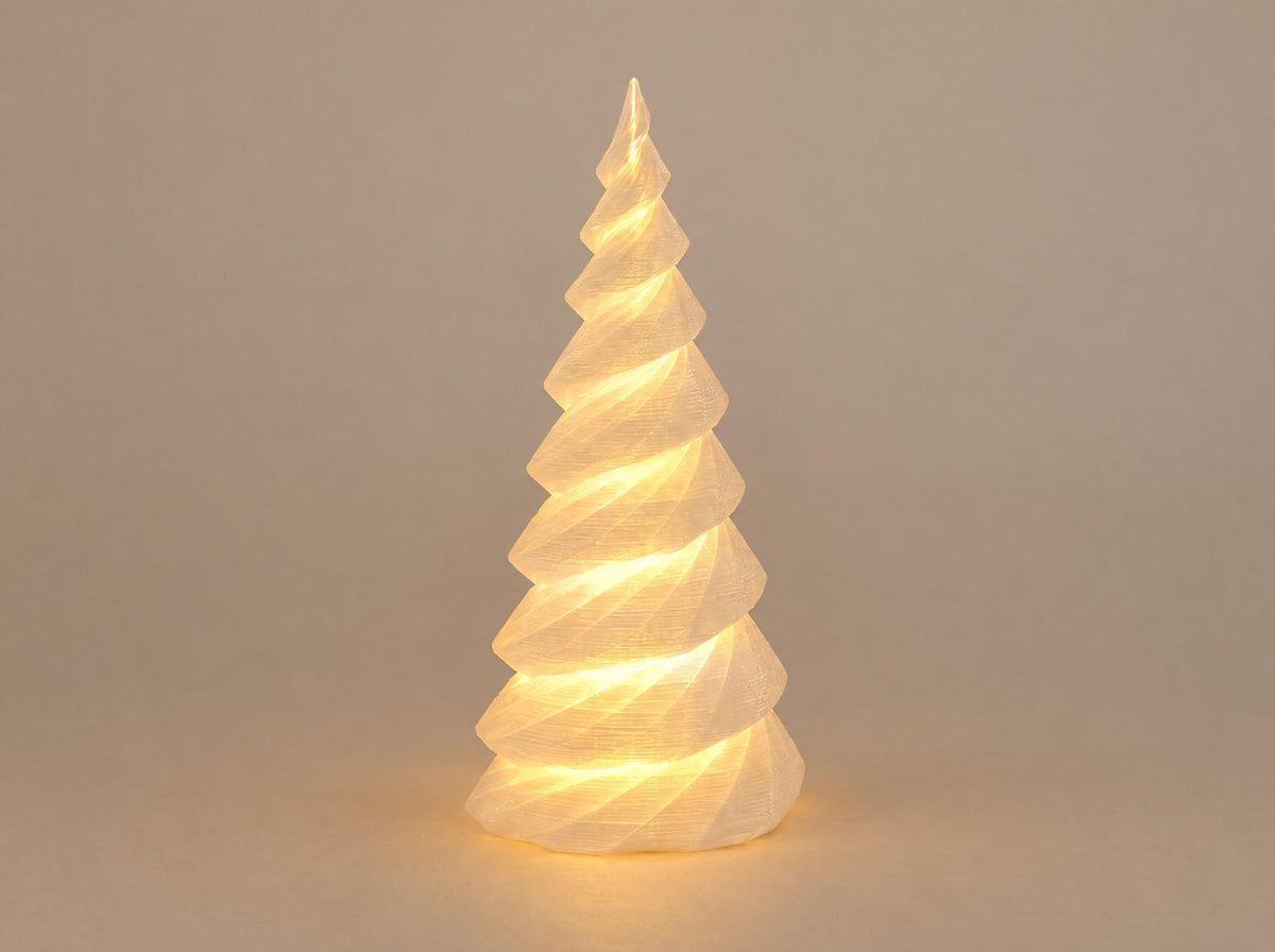 LED Tischbaum 3D Druck | Weihnachtsbaum Deko leuchtend | Moderner Tannenbaum mit LED Teelicht | Tischdeko Weihnachten Fensterdeko