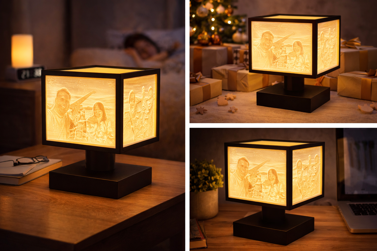 Lithophane Lampe mit 4 Bildern