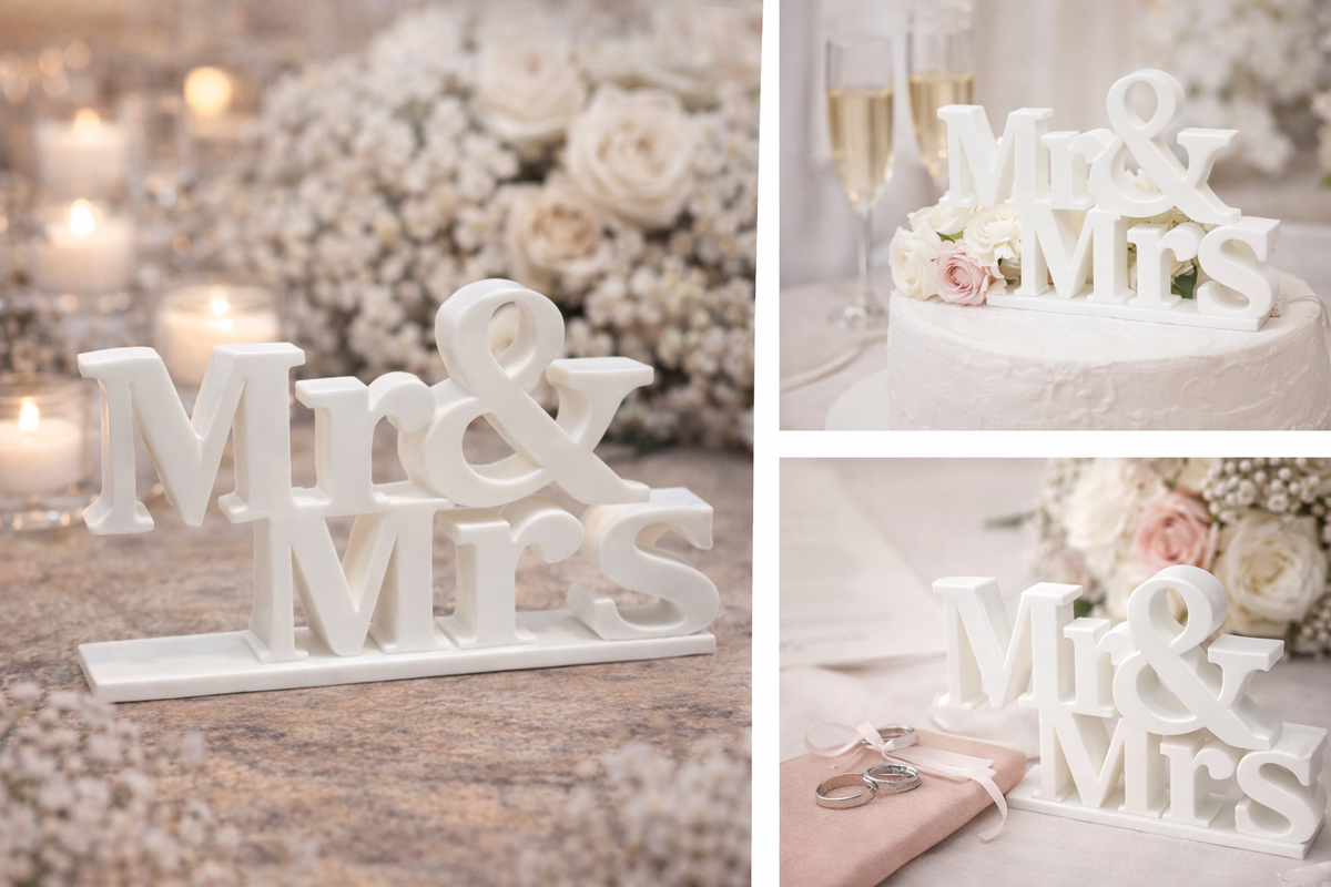 „Mr & Mrs“ – Stilvolle 3D-Tischdeko für Hochzeiten & Zuhause
